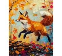 Renqidian Pre Printed Cross Stitch Kits Fox Animals 11CT Stamped Embroidery Kit DIY Needlework Art for Adults Beginners Home Decor（40x50 cm）