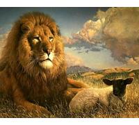 Renqidian Pre Printed Cross Stitch Kits Golden Lion Statue 11CT Stamped Beginners Embroidery Kit for Living Room Bedroom Art Decoration （40x50 cm）
