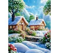 Renqidian Pre Printed Cross Stitch Kits Ice House 11CT Stamped Embroidery Kit DIY Needlework Art for Adults Beginners Home Decor（40x50 cm）