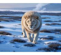 Renqidian Pre Printed Cross Stitch Kits Lion 11CT Stamped Beginners Embroidery Kit for Living Room Bedroom Art Decoration （40x50 cm）