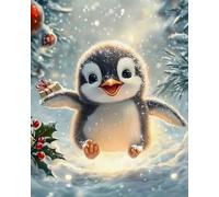Renqidian Pre Printed Cross Stitch Kits Penguins in Snowy Scenery 11CT Stamped Embroidery Kit DIY Needlework Art for Adults Beginners Home Decor（40x50 cm）