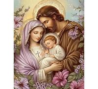 Renqidian Pre Printed Cross Stitch Kits Religious Figure Family 11CT Stamped Embroidery Kit DIY Needlework Art for Adults Beginners Home Decor(40x50 cm)