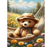 Renqidian Pre Printed Cross Stitch Kits Teddy bear- Stamped Embroidery Kit 11CT Needlework Kit DIY Artwork for Adults Beginners Home Decor 16x20inch
