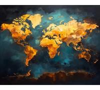 Renqidian Pre Printed Cross Stitch Kits World Map 11CT Stamped Beginners Embroidery Kit for Living Room Bedroom Art Decoration （40x50 cm）