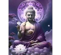 Renqidian Stamped Cross Stitch Kits for Adults Lotus Buddha Statues 11CT Beginner Embroidery Kit DIY Advanced Handmade Crafts Home Decor (40x50cm)