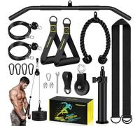 RENRANRING Fitness LAT and Lift Pulley System Gym - Upgraded LAT Pull Down Cable Machine Attachments, Loading Pin, Handle and Tricep Rope, for Biceps Curl, Forearm, Triceps Exercise Gym Equipment