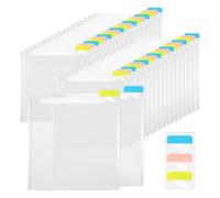 Renrra 36 Pcs 12x12 Scrapbook Paper Storage Organizer with 90 Pcs Sticky Index Tabs for Holds Scrapbook Paper Cardstock Vinyl