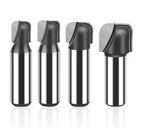 Renrra 4pcs Bowl & Tray Router Bit Round Nose Groove Head Wood Cutter Woodworking Tools Carving Cutting Tool Easy to Use 1/2 Handle