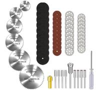 Renrra Cutting Wheel Set Compatible with Rotary Tool with 1/8 Inch Shank, 545 Diamond Cut-Off Wheel, HSS Saw Blade