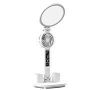 Renrra LED Clock Table Lamp USB Chargeable Dimmable Desk Lamp 4960 Mah Fan Light Foldable Eye Protection Reading Night Light