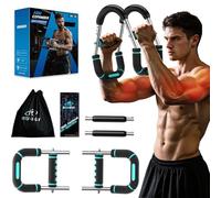 RENRUI Twister Arm Trainer Chest Workout Equipment for Men & Women, Adjustable 5 Resistance (40-130 lbs) Home Gym Strength Trainer with Anti-Slip Handles & Carry Bag (Blue)