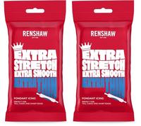 Renshaw Blue Extra Stretch, Smooth & Thin Fondant Icing, 250 g (Pack of 2) - Ready to Roll Icing for Cakes