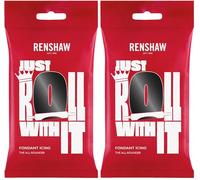 Renshaw Jet Black Just Roll With It Fondant Icing, 1 kg (Pack of 2) - Ready to Roll Icing for Cakes
