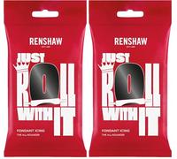 Renshaw Jet Black Ready to Roll Fondant Icing, 1 kg (Pack of 2)