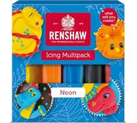 Renshaw Neon Colours, Just Roll With It Fondant Icing Multipack, 5 x 100 g (Pack of 1) - Vegan Friendly