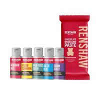 Renshaw Rainbow Cake Pride Colour Bundle - 5 x Oil-Based Food Colours in Red, Yellow, Green, Blue & Purple, 20 g, 1 x White Chocolate Modelling Paste, 250 g