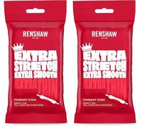 Renshaw Red Extra Stretch, Smooth & Thin Fondant Icing, 250 g (Pack of 2) - Ready to Roll Icing for Cakes