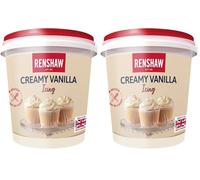 Renshaw Vegan Buttercream Style Soft Icing - Vanilla 400 g (Pack of 2)