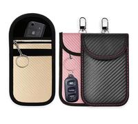 RenSton 3 PCS Faraday Pouch for Car Keys, Car Key Signal Blocker Pouch, Waterproof, Anti-Theft Remote Entry Keyless Protect for Cars Security, RFID Blocker Bag for Cars Security (Pink Gold Black)