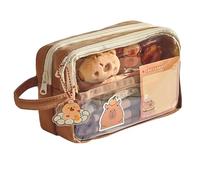 RenSton Capybara Pencil Case Set, Capybara Stationery Set with Compartments, Large Pencil Cases with Stickers, Brooches, Keychains, Memo Pads, Plush Toys, Multi-Purpose Stationery