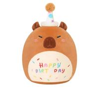 RenSton Capybara Plush Toy, 25cm Soft Stuffed Animal with Birthday Hat, Cute Capybara Teddy Pillow, Capybaras Gifts for Birthdays, Home Decoration, Playtime