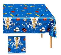 RenSton Happy Fathers Day Table Cloth, Fathers Day Decorations, 137x274cm Rectangle Waterproof Plastic Table Cover for Indoor & Outdoor Celebrations Catering Picnics Birthdays