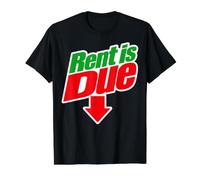 Rent is Due Shirt - Funny Downward Arrow Retro Parody Design Value Graphic T-Shirt, Men, Black, L