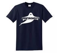 Rentaghost T-Shirt Funny Rock Gothic Joke Rude Novelty Gift Top Tee (Navy White Print, 5XL)