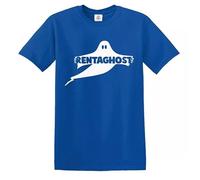 Rentaghost T-Shirt Funny Rock Gothic Joke Rude Novelty Gift Top Tee (Royal Blue White Print, 4XL)