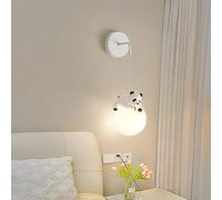 Renter Friendly Hardwired Wall Sconce Kids Room 3D Printing Moon Ball Bedroom Light Cute Cartoon Animals Rabbit Panda Bear White Nordic Dimmable Bedside Lamp For Boys Girls Children Nur