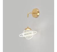 Renter Friendly Modern Planet LED Wall Light 8W Black d Bedroom Sconce For Kids Earth String ment Glass Hanging Lamp Living Room Bathroom Vanity Over Mirror Nursery, Coll White 60