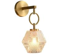 Renter Friendly Nordic Classical Mid Century Modern Wall Light Fixture Crystal Glass Wall Sconce Industrial Brushed Copper Wall Mount Lamp Vintage Bedside Wall Lamp For Bedroom Living Room Cloakr