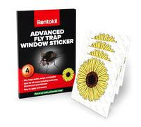 Rentokil Advanced Fly Trap Window 4 Stickers, Sticky Window Fly Catcher Traps for Home, Indoor Insect Traps for Flies Gnats Moths & Wasps, Easy Apply Adhesive Stickers