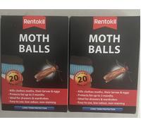 Rentokil Moth Balls Pack 2x20 Ideal For Wardrobes Drawers Low Odour Easy To Use