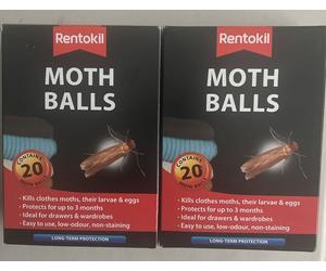 Rentokil Moth Balls Pack 2x20 Ideal For Wardrobes Drawers Low Odour Easy To Use
