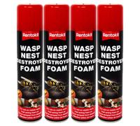 Rentokil Wasp Nest Destroyer Foam, Fast Acting 24Hr Insecticide Treatment 300Ml X 4