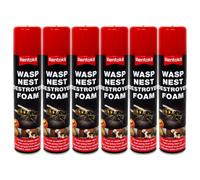 Rentokil Wasp Nest Destroyer Foam, Fast Acting 24Hr Insecticide Treatment 300Ml X 6