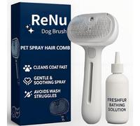 ReNu Dog Brush, Fresh Fur Shower Brush, 3-in-1 Self-Cleaning Steamy Pet Brush for Dogs & Cats - Grooming Tool for Long & Short Hair, Removes Loose Hair & Reduces Shedding