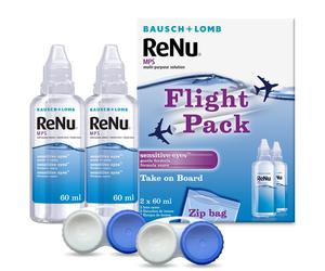 ReNu Multi Purpose Travel Contact Lens Solution 2x 60ml Flight Pack Size For