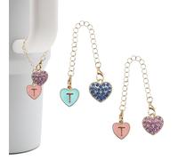 RENUIS 2Pcs Pink and Blue Letter Charm Accessories for Stanley Cup,Name ID Initial Letter for Stanley 30&40 oz Tumbler with Handle,Heart Initial Personalized Identification Charms Chain, A, Metal