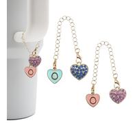 RENUIS 2Pcs Pink and Blue Letter Charm Accessories for Stanley Cup,Name ID Initial Letter for Stanley 30&40 oz Tumbler with Handle,Heart Initial Personalized Identification Charms Chain, A, Metal