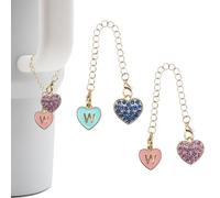 RENUIS 2Pcs Pink and Blue Letter Charm Accessories for Stanley Cup,Name ID Initial Letter for Stanley 30&40 oz Tumbler with Handle,Heart Initial Personalized Identification Charms Chain (Pink and