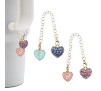 RENUIS 2Pcs Pink and Blue Letter Charm Accessories for Stanley Cup,Name ID Initial Letter for Stanley 30&40 oz Tumbler with Handle,Heart Initial Personalized Identification Charms Chain, A, Metal