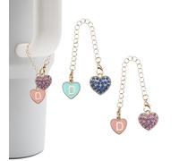 RENUIS 2Pcs Pink and Blue Letter Charm Accessories for Stanley Cup,Name ID Initial Letter for Stanley 30&40 oz Tumbler with Handle,Heart Initial Personalized Identification Charms Chain, A, Metal