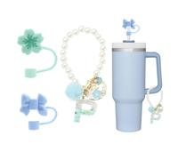 RENUIS 4Pcs cute blue straw toppers for stanley cups,Letter Charm Accessories for Stanley Cup,Name ID Initial Letter for Stanley 30&40 oz Tumbler with Handle,personalized tumbler accessories(P)