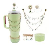 RENUIS Bling Stanley Cup Accessories Set for 40&30oz Tumbler Including Water Bottle Glitter Metal Hanging Chain Decor、Sparkling Straw Topper、Bracelets Stack Charms、Silicone Boot
