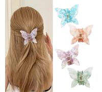 RENUIS Butterfly Hair Clips, 4 Pcs 2.95 inch Cellulose Acetate Claw Clips for Thick Thin Hair, Tortoise Shell Pattern, Non-Slip Hair Accessories for Girls and Women