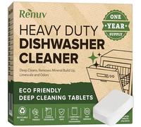 Renuv Dishwasher Cleaner & Deodorizer Tablets, Heavy Duty Deep Cleaning Eco Friendly Descaler Removes Odor, Calcium, Limescence, Hard Water Marks - 1 Year Supply