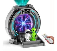 Renvdsa Northern Lights Projector for Bedroom, Aurora Projector Galaxy Night Light with Plasma Globe, Astronaut Alien Figurines, Bluetooth Speaker, Alarm Clock, Christmas Birthday Gift for Kids