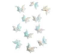 renvena 30Pcs Floral Butterfly Nail Stickers 3D Raised Nail Art Decals Self Adhesive for Manicure DIY Nail Decor Girls Women Party Wedding Lake Blue One Size